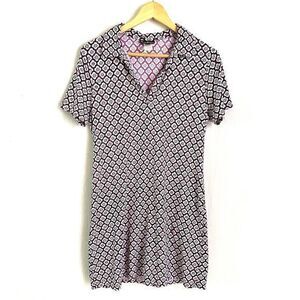 Tommy Bahama Womens Purple and White Pattern Collar Nylon Mini Dress Size S